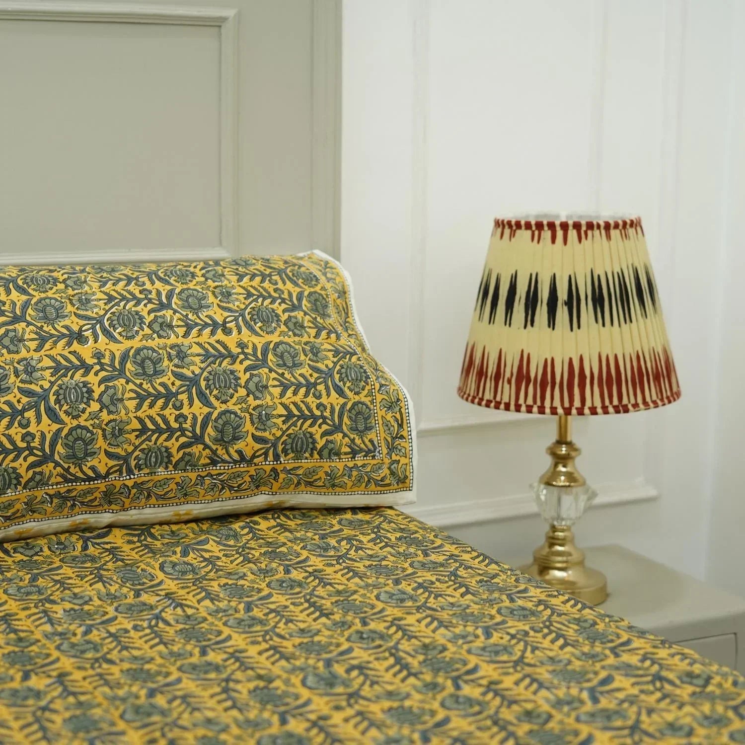 Bedsheet with pillow cover, hand block print cotton handmade bedcover with pillow cover set, decorative farmhouse cushion cover and bedding, cotton fabric with white base.