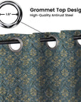 Thick Linen Blackout Curtain with Hand Block Print Floral Design for Living Room Bedroom - Vishalpushp