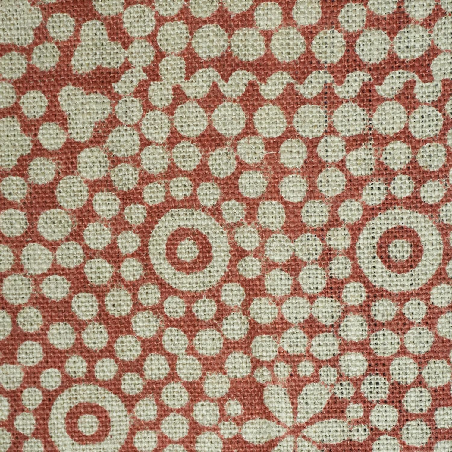 Hand Stamped Boho Red Floral Roman Shade in Thick Linen For Living Room Window Blind - Chunri Buti