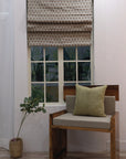 Hand Block Printed Boho Brown Floral Roman Shade in Pure Linen for Rustic & Modern Living Spaces - KOHINOOR