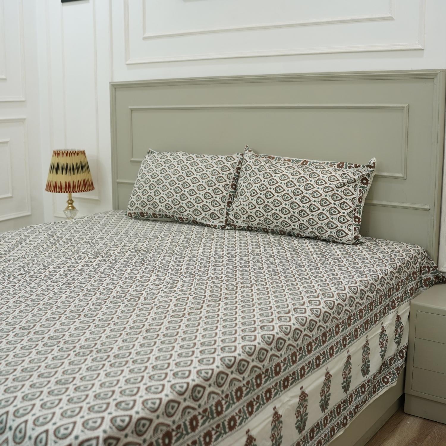 Cotton bedsheet for king, queen and twin size bed, made from 100% cotton fabric bedspread, floral block print handmade printed bedspread for king size bed.