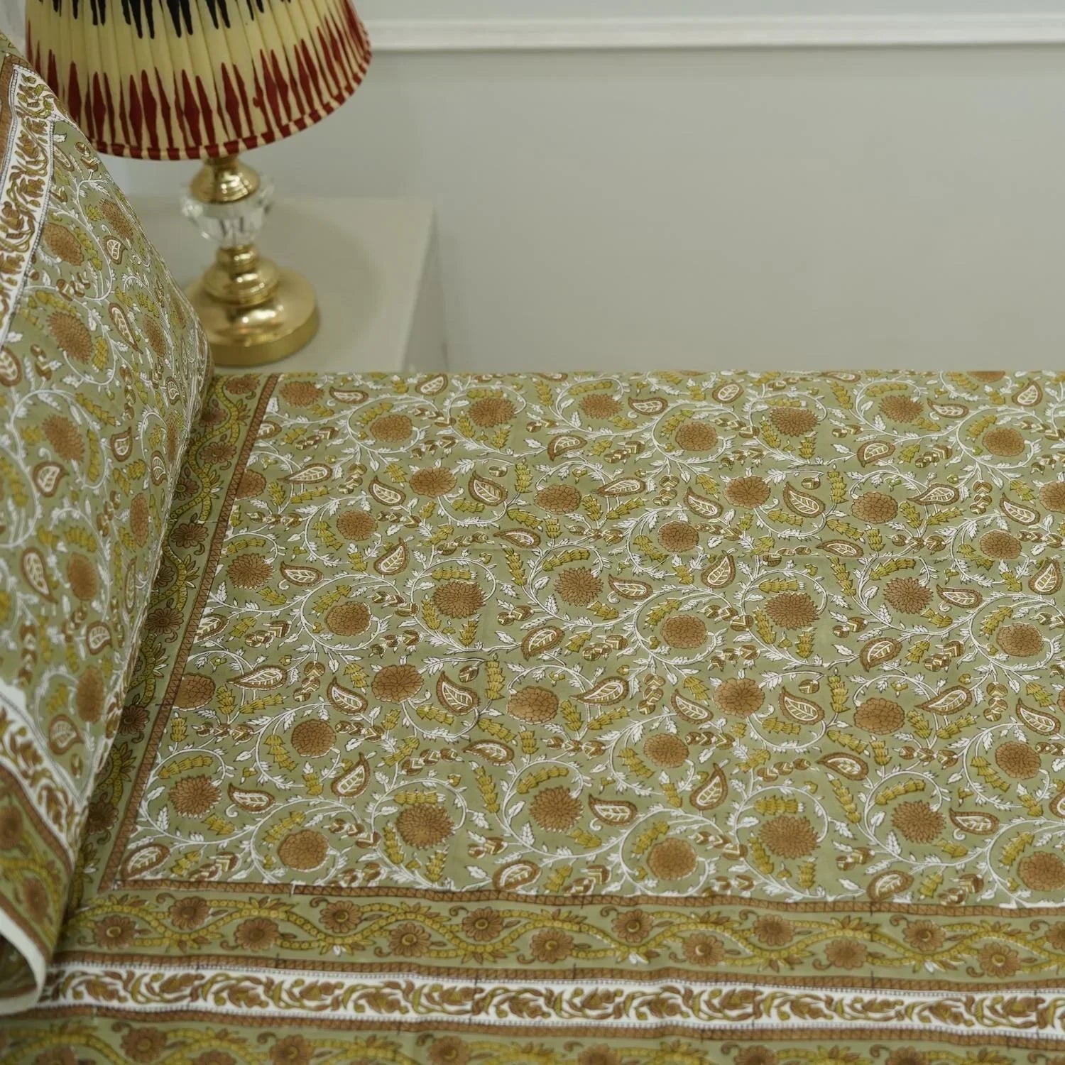 Hand block printed bedding, Indian block print bedsheets, Floral print cotton bedsheet, Natural dyed bedding, Block print pillow cover, Indian handloom bedsheets, Cotton throw for bed.