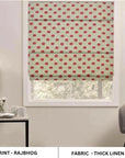 Handblock Printed Boho Red and Green Floral Roman Shade in Thick Linen Indoor Window Decor - Rajbhog