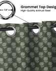 Handmade Blackout Linen Curtains with Hand Block Print - Room Darkening Drapery - Rohini
