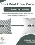 Handblock Printed Viscous Linen Pillow Cover Gray&Blue - Gurukul