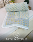 Pure Cotton Hand Block Printed Floral Winter Quilt/Blanket – Soft, Cozy and Elegant