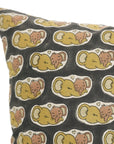 Handblock Printed Black & Brown Elephant Throw Pillow Covers for Couch Farmhouse Decor in Linen Blend