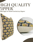 Handblock Printed Black & Brown Elephant Throw Pillow Covers for Couch Farmhouse Decor in Linen Blend