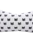 Handcrafted Indian Block Printed Black Kitty Pillow Cover on Thick White Cotton Throw for Boho & Farmhouse Decor
