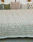 Hand Block Printed Floral Cotton Winter Quilt/Blanket – Soft, Cozy and Warm