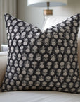 Duck Canvas Handblock Printed Throw Pillow Cover - Tulsi Buti