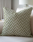 Stylish Block Printed Cotton Linen Green Throw Pillow Covers - Jheel
