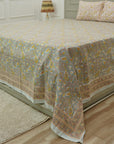 Our hand block printed cotton bedding set offers a unique floral design that celebrates heritage craftsmanship. Each detail is pressed by hand on soft cotton, creating a cozy, decorative accent for your bedroom.