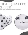 Handcrafted Indian Block Printed Black Kitty Pillow Cover on Thick White Cotton Throw for Boho & Farmhouse Decor