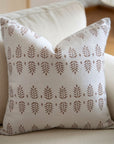 Designer Collection Hand Block Printed Thick Cotton Throw Pillow Cover - White