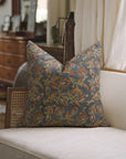 Hand Block Printed Floral Duck Canvas Designer Pillow Cover - Kamal Dutta