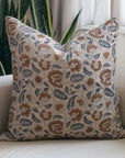 Designer Hand Block Printed Pure Linen Throw Pillow Cover - Mandakani