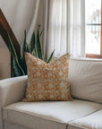 Handcrafted Floral Living Romm Shilong Orange Pillow Cover - Cotton Linen