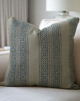 Block Printed Pillow Cover For Sofa Couch Or Bed - Thick Linen - Kaju Katli