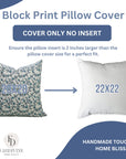 Block Printed Pillow Cover For Sofa Couch Or Bed - Pure Linen - Pushpa Varsha