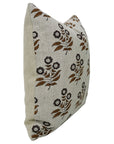 Handcrafted Raisin Black & Brown Floral Block Printed Home Decorative Thick Linen Pillow Cover - Neha