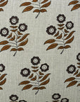 Handcrafted Raisin Black & Brown Floral Block Printed Home Decorative Thick Linen Pillow Cover - Neha