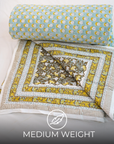Artisanal Block Printed Cotton Quilt – Medium Weight & Cozy Comfort