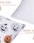Handcrafted Indian Block Printed Orange & Black Pumpkin Thick Cotton White Cushion Cover for Living Room