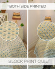 Timeless Elegance Blue & Beige Hand-Block Printed Floral Quilt/Comforter