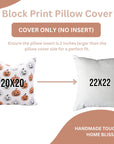 Handcrafted Indian Block Printed Orange & Black Pumpkin Thick Cotton White Cushion Cover for Living Room