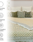 Timeless Elegance Blue & Beige Hand-Block Printed Floral Quilt/Comforter