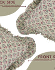 Indian Block Printed Maroon and Gray Floral Thick Linen Frill Pillow Cover For Farmhouse Decor - Alia