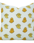 Handmade Thick Cotton Floral White Cushion Cover – Ghost Yellow Hand Block Printed By Fabdivine.