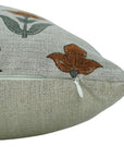 Hand Block Printed Brown & Gray Thick Linen Pillow Cover For Farmhouse & Living Room - Tulip