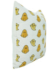 Handmade Thick Cotton Floral White Cushion Cover – Ghost Yellow Hand Block Printed By Fabdivine.