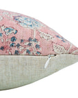 Handcrafted Light Pink and Gray Floral Throw Square Pillow Case in Viscose Linen – Rameshwaram