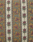 Handblock Printed Throw Cushion Case in Pink, Brown & Gray Vine Floral Linen Blend For Living Room - Laxmi