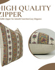Handblock Printed Throw Cushion Case in Pink, Brown & Gray Vine Floral Linen Blend For Living Room - Laxmi