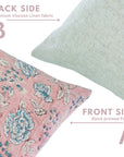 Handcrafted Light Pink and Gray Floral Throw Square Pillow Case in Viscose Linen – Rameshwaram