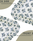 Block Printed Floral Off-White Linen Gray Frill Cushion Case for Farmhouse Decor - Genda Pushpa