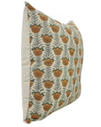 Handblock Printed Linen Blend Boho Pillow/Cushion Cover in Warm Brown for Farmhouse Decor - LOTUS