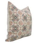 Indian Hand Printed Black and Brown Floral Throw Cushion Case in Pure Linen – Chakrvyuh Design