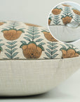 Handblock Printed Linen Blend Boho Pillow/Cushion Cover in Warm Brown for Farmhouse Decor - LOTUS
