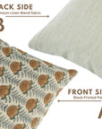 Handblock Printed Linen Blend Boho Pillow/Cushion Cover in Warm Brown for Farmhouse Decor - LOTUS