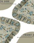 Block Printed Thick Linen Frill Pillow Cover - Deepika in Gray and Blue