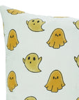 Handmade Thick Cotton Floral White Cushion Cover – Ghost Yellow Hand Block Printed By Fabdivine.