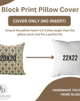 Handblock Printed Linen Blend Boho Pillow/Cushion Cover in Warm Brown for Farmhouse Decor - LOTUS