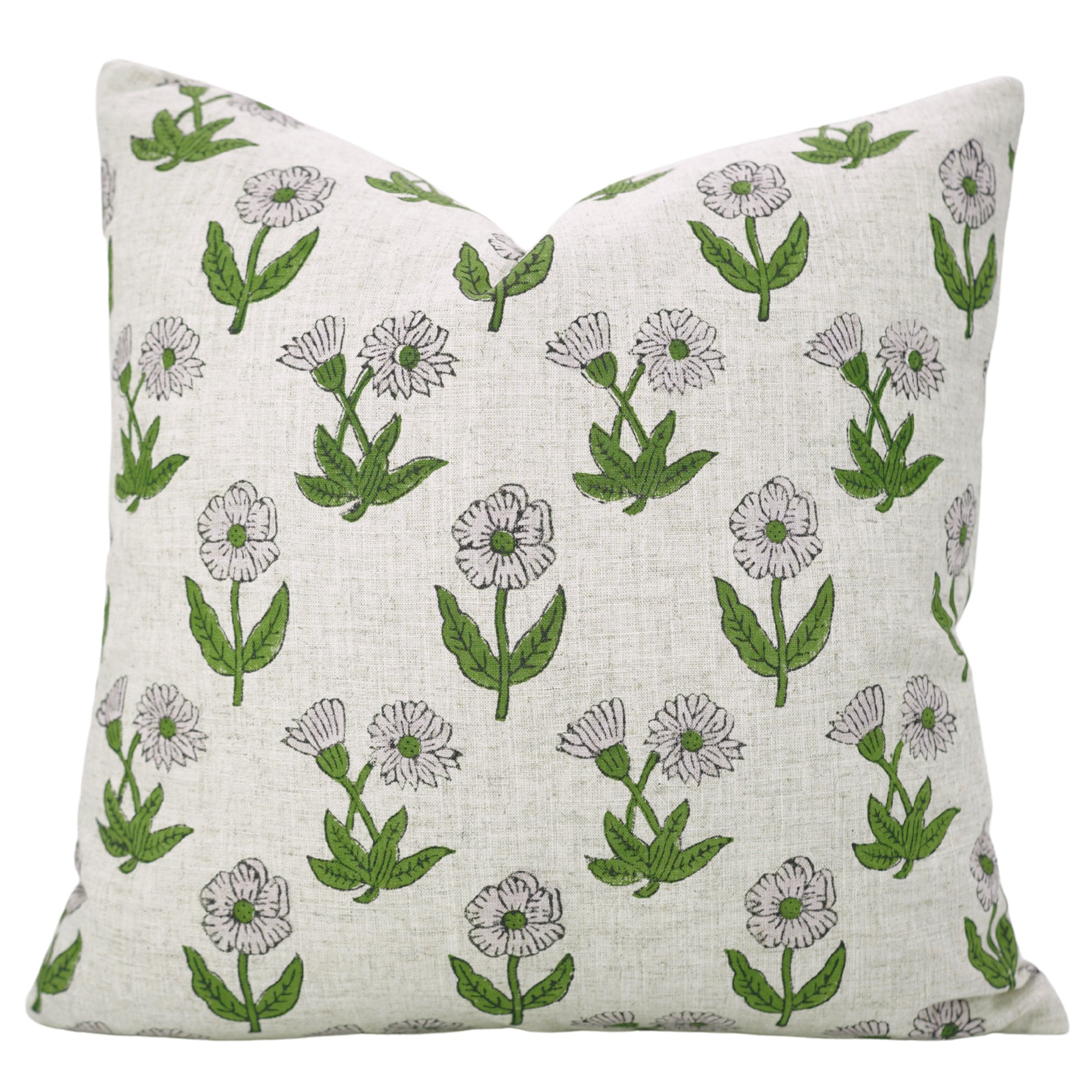 Purple Floral Boho Handblock Printed Throw Cushion Cover in Viscose Linen – Kirti Design