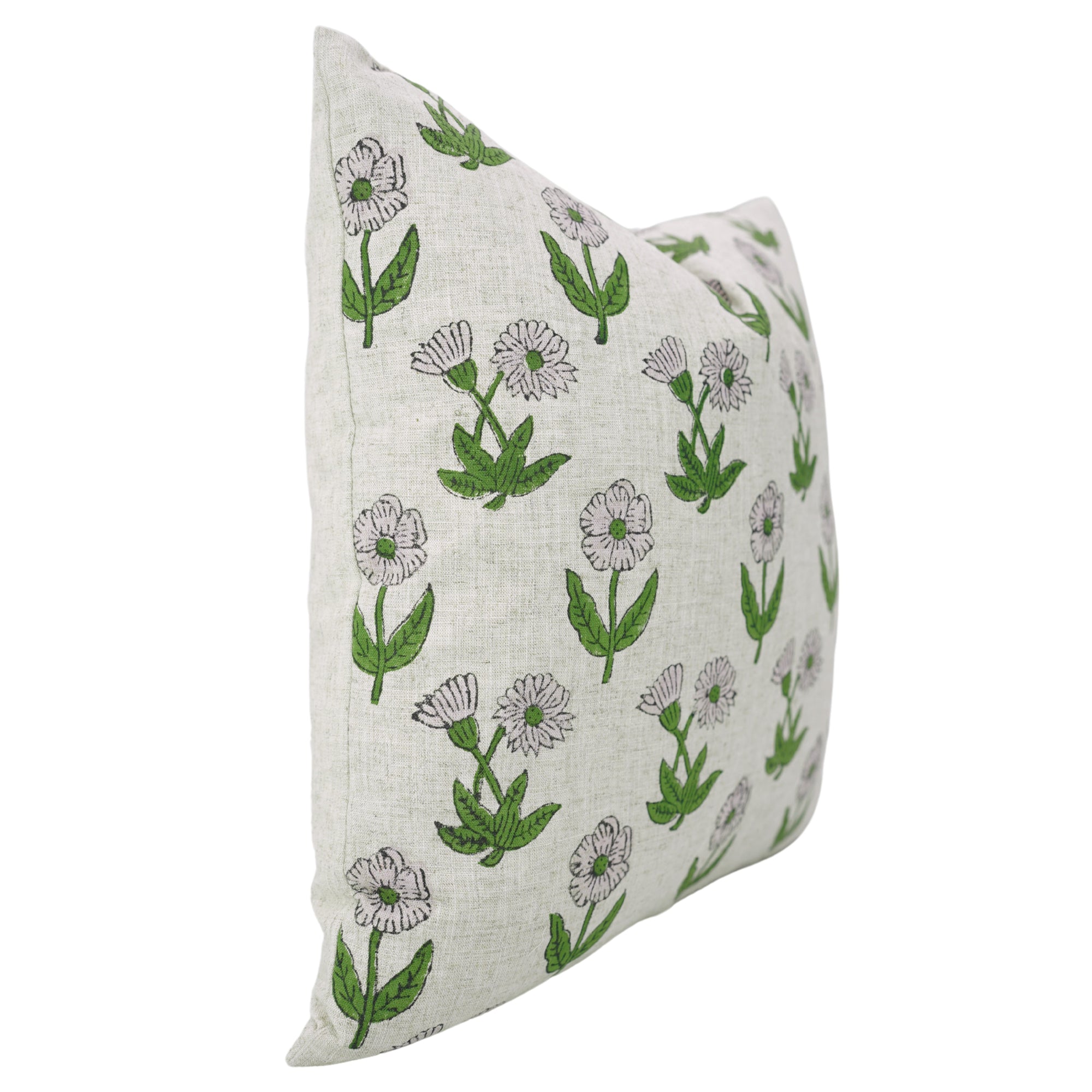 Purple Floral Boho Handblock Printed Throw Cushion Cover in Viscose Linen – Kirti Design