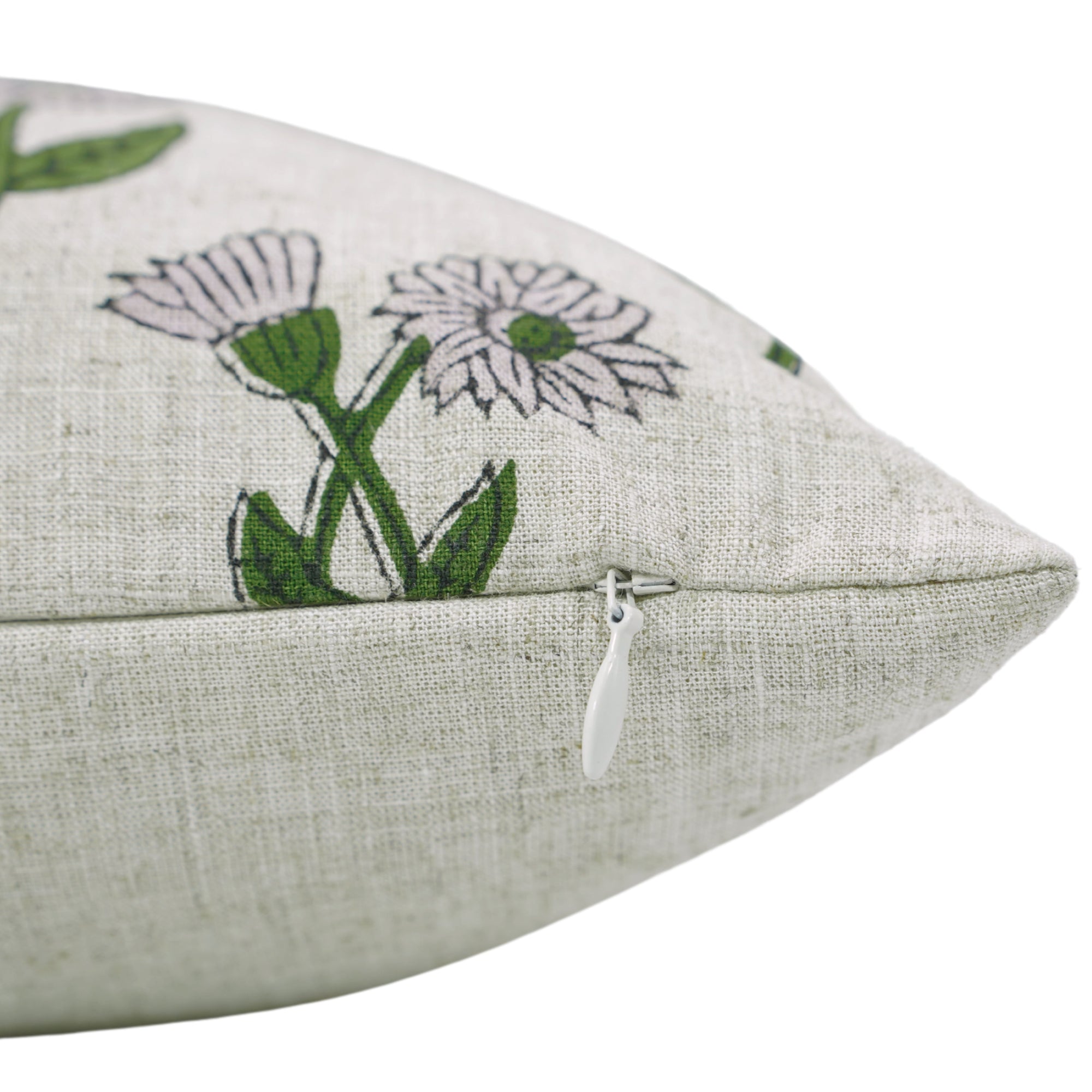Purple Floral Boho Handblock Printed Throw Cushion Cover in Viscose Linen – Kirti Design
